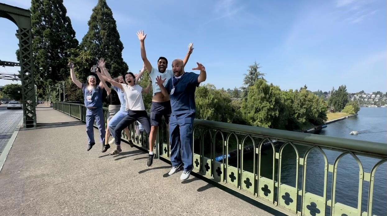 Residents on the bridge